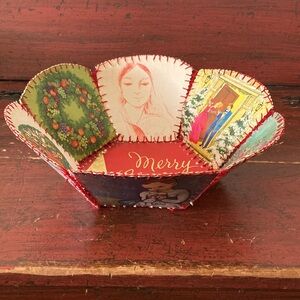 Vintage Christmas Card Basket
